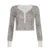 Camiseta con estampado de leopardo para mujer, estilo Y2K, estilo urbano, acanalada, de manga larga, con botones, top corto ajustado, estilo retro informal