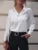 Blusas de estilo primavera-verano para mujer, camisas de oficina para mujer, estilo OL, cuello vuelto, manga larga, color liso, blusas, tops DF5000