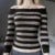 Vintage Y2K Striped Lace Sweater T-shirt Coquette Grunge Slim Fit Long Sleeve Tees Retro Cottage Kawaii Off Shoulder Crop Tops