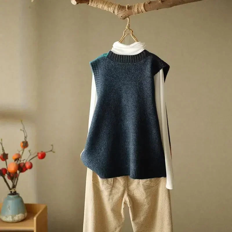 Suéter corto de moda coreana para mujer, chaleco liso holgado informal, suéter de punto con cable, tops de diseñador de lujo