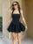 Vestido blanco con cuello halter para mujer, elegante, sin mangas, ajustado, corto, corte A, con parches, para playa y vacaciones.