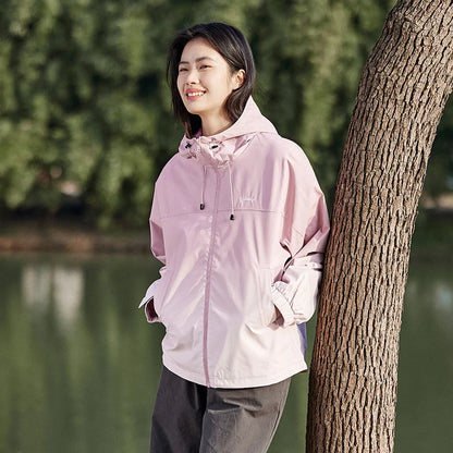 Jacket Women Mid-Length Loose Embroidered Casual And Versatile Spring New Three-Proof Hooded Jacket