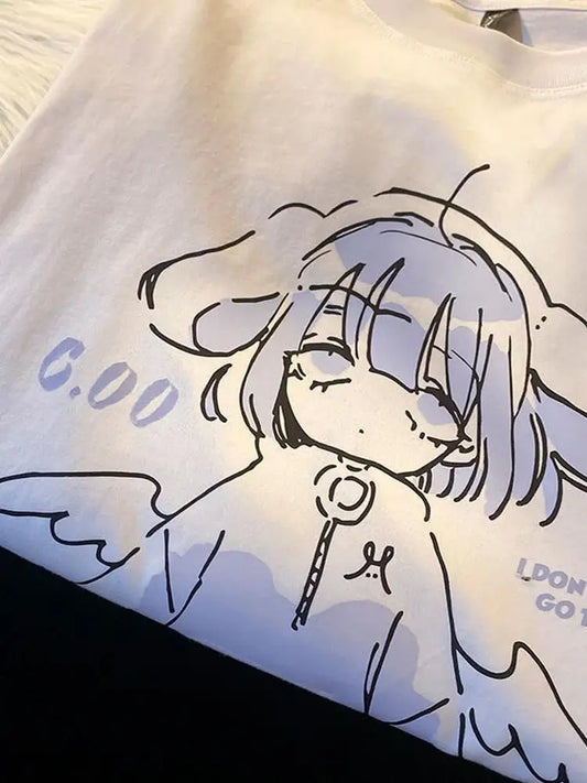 Sudadera con capucha estilo Harajuku con diseño de chica de anime para parejas, estilo kawaii, cómoda y creativa, ideal para combinar con todo, ropa de calle cómoda para mujer.