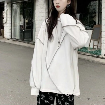 Sudadera con capucha estilo Harajuku BF, negra, estilo hip hop, para adolescentes, otoño, moderna, combinable, para uso diario, sencilla, para mujer, DF4940