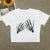 Camiseta de manga corta con estampado de calaveras para mujer, estilo Y2K, con tirantes en el interior, para calle de Europa y Estados Unidos