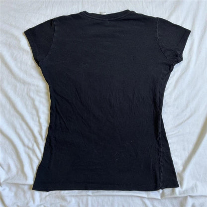 Goth y2k Top 2000s Women Emo Clothes Heart Skull Print Round Neck Short Sleeve T Shirts Grunge Aesthetic Clothing