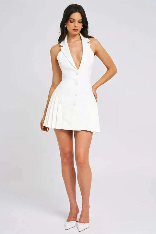 Sleeveless Deep V-Neck Mini Bodycon Dress