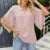 Blusas de verano para mujer, camisas casuales para dama, blusas de color liso con cuello en V y mangas cortas acampanadas