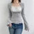 Elegante camiseta de cuello cuadrado para mujer, ropa kawaii, camisetas de manga larga acanaladas con estampado de hadas grunge, camisetas Y2K de los años 2000, ropa de calle para mujer