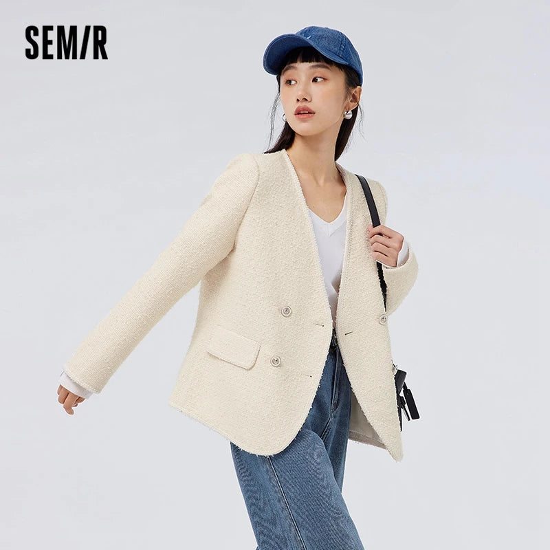 Chaqueta elegante y suave para mujer, con cuello en V, ideal para el día a día, primavera y otoño.