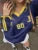 Camisetas de fútbol para mujer, camisetas de otoño con estampado a rayas, manga larga, cuello en V, tops oversize para mujer, ropa de calle informal activa