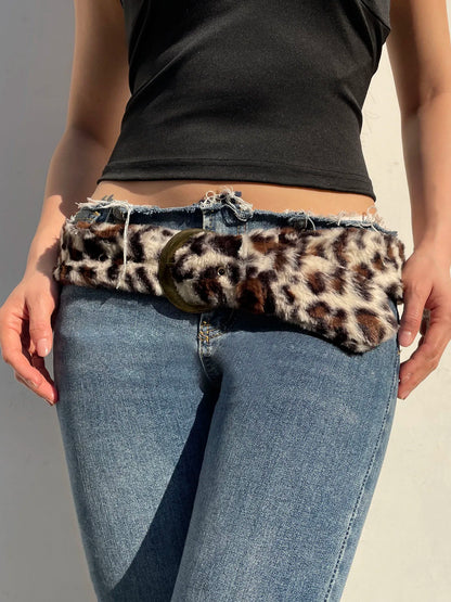 Cinturones de piel sintética de leopardo a la moda para mujer, combinables con todo, estilo callejero retro americano, accesorios elegantes y exquisitos.