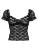 Camisetas transparentes ajustadas y sexis de encaje con cuello cuadrado negro para mujer, blusas de manga corta con flores lisas rosas, blusas estilo ballet Y2K
