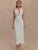 Halter V Neck Backless Split Dress Women’s Fashion Bodycon Sleeveless Sexy Long Dress Autumn New Slinky Waist Vest Dress
