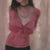 Camisetas a rayas para mujer, camisetas de manga larga con cuello en V y botones con bolsillo, ropa grunge de hadas de los años 2000, ropa urbana vintage