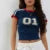 Camiseta minimalista con estampado digital informal de cuello redondo y manga corta para mujer, estilo europeo y americano, novedad Y2K para las cuatro estaciones
