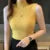 Camiseta de tirantes ajustada de punto para mujer, lisa, sin mangas, sexy, con cuello redondo, informal, de algodón, con hombros descubiertos, para verano