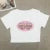 Camiseta básica americana de cuello redondo con estampado de letras, de punto, de manga corta, estilo Spice Girls, top corto ajustado de verano