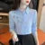 Blusas bordadas para mujer, primavera y otoño, informales, de manga larga, con cuello vuelto, de color liso, DF4775