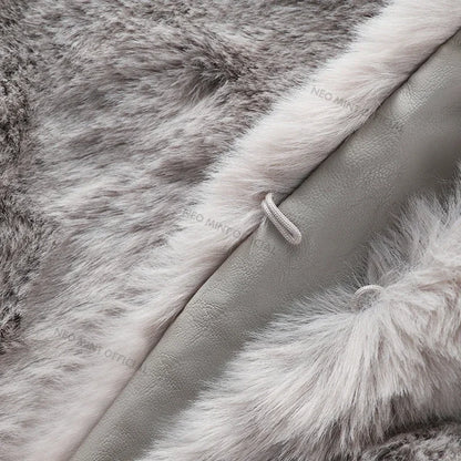 Abrigo de piel sintética de conejo para mujer, chaqueta de piel suave y cálida, estilo urbano, para invierno