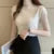 Blusas y tops de mujer Blusa de manga corta de verano para mujer Blusas de mujer de moda Blusa de punto de cuello alto Tops de camisa