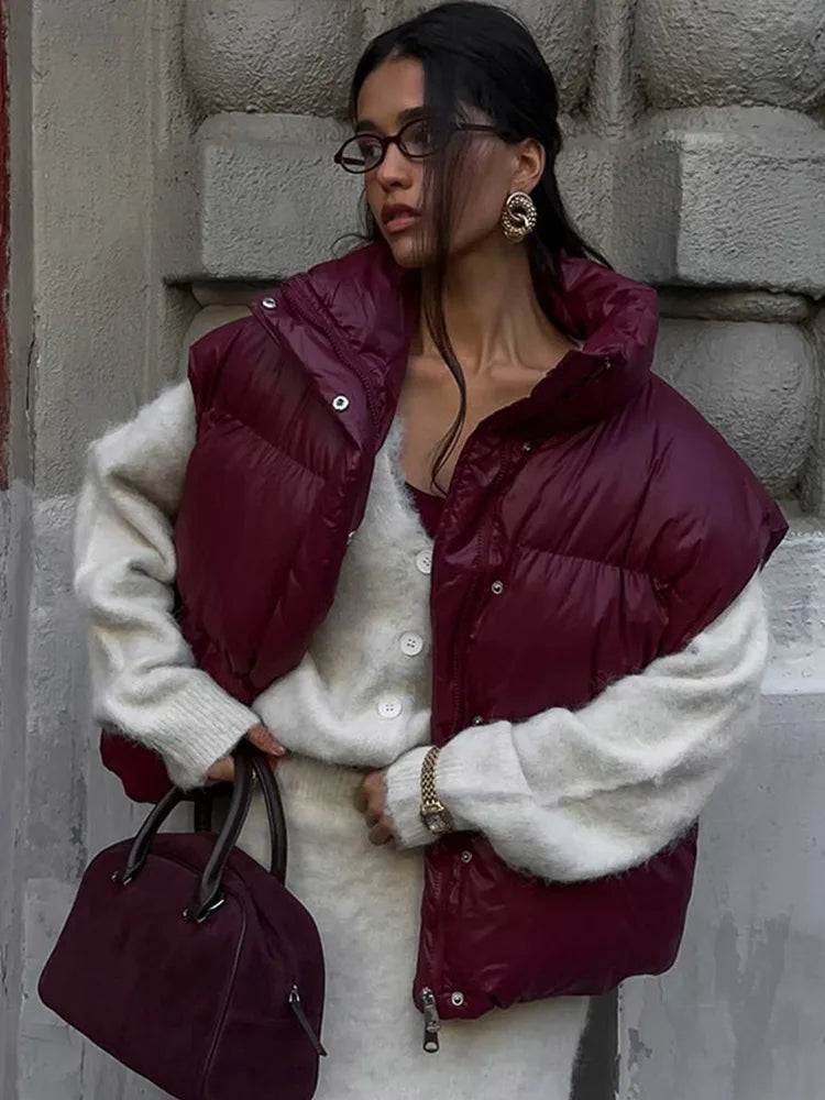 Casual Fluffy Zipper Vest Coats Women Vintage Loose Lapel Sleeveless Single Breasted Jacket Lady Winter Versatile Simple Outwear