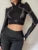 Patchwork Mesh Harajuku Sexy Crop Top Tshirt Ladies Punk Goth Long Sleeve T Shirt Women Fashion Basic Black Tee Shirt