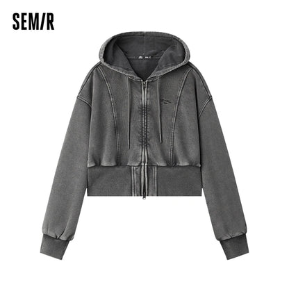 Jacket Women Plum Blossom Short Jacket stylish embroidery  New Autumn Loose-Fit Hooded Jacket