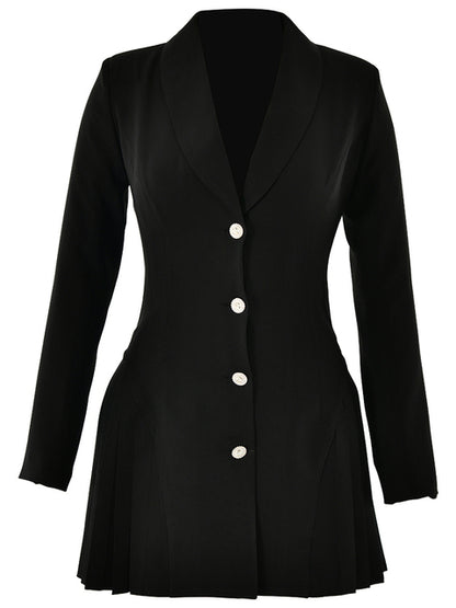 Fashion Long Sleeved Suit Button Slim Women Dress Jacket Sexy Bodycon Pleated Short Skirt Suit Autumn New  Clothing