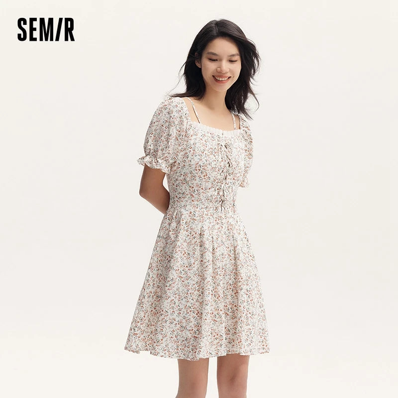 Vestidos Mujer Vestido Halter de Gasa Atado Mori Temperamento Romántico Verano Textura Floral Hada Dulce