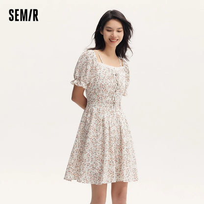 Vestidos Mujer Vestido Halter de Gasa Atado Mori Temperamento Romántico Verano Textura Floral Hada Dulce