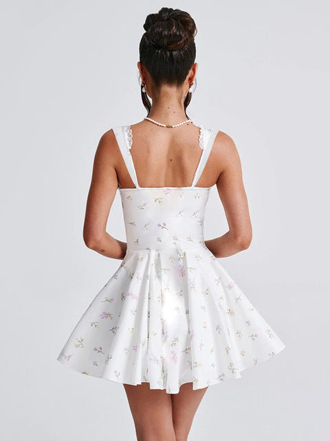Vestido plisado sexy sin mangas con escote en V profundo y espalda descubierta para mujer, vestido de otoño con falda a la cadera, vestido ajustado sexy de encaje estampado