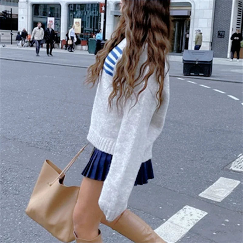 Suéter estilo viajero con temperamento para mujer, otoño e invierno, nuevo, suelto, combinable, con cuello redondo, tejido de punto.