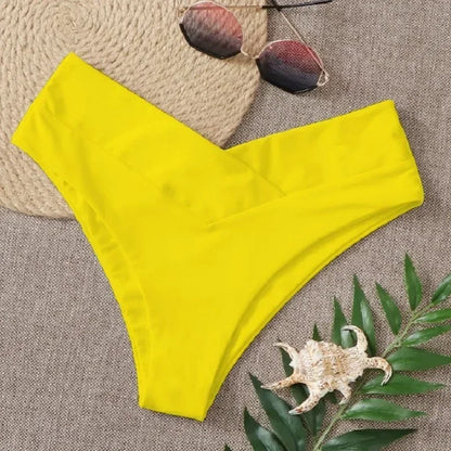 Fashion Sexy Thong Bikini Bottoms Women High Waist Brazilian Thongs Swimwear Swimsuit Solid Bottom Swimming Suit