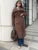 Parkas de invierno para mujer, abrigo holgado con cordones, cintura alta, manga larga, bolsillo, solapa, estilo vendaje, color liso