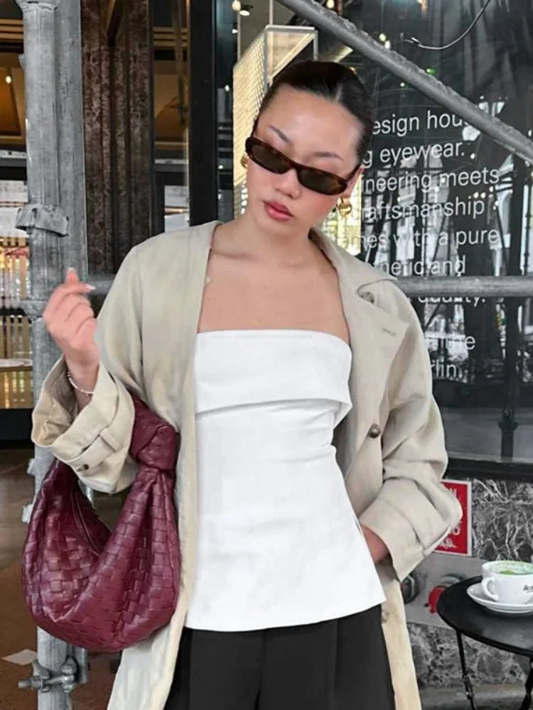 Solid Tube Tops For Women Strapless Bra Turndown Slash Neck Lenceria Femenina Backless Bralette Femme Split Bandeau Top Sexy