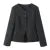 Blazer de tweed tejido a cuadros con cuello en V retro estilo francés + minifalda corta de cintura alta, conjunto de 2 piezas, negro y blanco