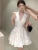 Y2K - Vestidos cortos con cuello en V y espalda descubierta para mujer, Jacquard, sin mangas, corte A, para fiesta de cumpleaños, graduación, minivestidos para mujer, nuevo