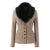 Conjunto de 2 piezas para mujer, blazer a cuadros de pata de gallo con cuello de piel sintética extraíble y cintura ajustada con varillas + minifalda de cintura alta tipo A.