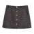 Conjunto de 2 piezas de blazer de tweed con línea dorada y tejido negro para mujer, estilo retro francés, cintura alta, botones centrales, cremallera trasera y minifalda.