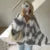 Loose Mohair Striped V-neck Cardigan Women With Scarf Fashion Lantern Sleeve Single Breasted Knitwear Casual Lady New Streetwear