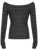 Camiseta básica japonesa ajustada de manga larga a rayas con hombros descubiertos y cuello redondo, estilo callejero coreano, camiseta gris Y2K para primavera y otoño para mujer