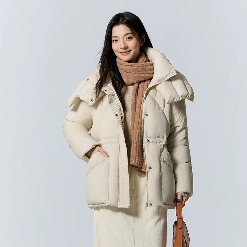 Down Jacket Women Medium Length Loose  New Textured Warm Winter Wear