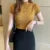 Blusas de moda para mujer, blusas de verano de manga corta, blusa de punto con cuello alto, blusas para mujer DF4908