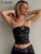 Top corto sexy de verano para mujer, liso, con hombros descubiertos, informal, sin tirantes, de cuero sintético negro, para uso diario, para fiesta y club