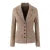Conjunto de 2 piezas para mujer, blazer a cuadros de pata de gallo con cuello de piel sintética extraíble y cintura ajustada con varillas + minifalda de cintura alta tipo A.