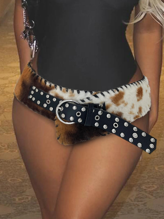 Cinturones de piel sintética clásica de moda para mujer con estampado de vaca, accesorios retro exquisitos
