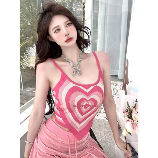 Sweet Heart Knitted Crop Top Women Camis Tank Tops Sexy T Shirt Fashion Tube Top  Fashion