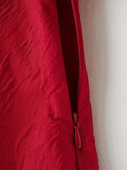 Minivestido retro con cordones en la espalda lisa para mujer, elegante, holgado, de manga corta abullonada, con cuello redondo, para fiesta navideña, ropa de calle