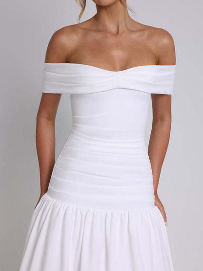 Elegant Sleeveless Tight Zipper Dress Women Sexy One Shoulder Backless Vestido Autumn/Winter Party Club Evening Dress
